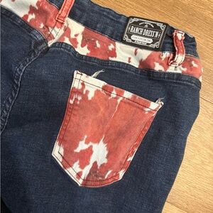 Ranch Dress'n Women's Dark Denim Bootcut Jeans with Cowprint